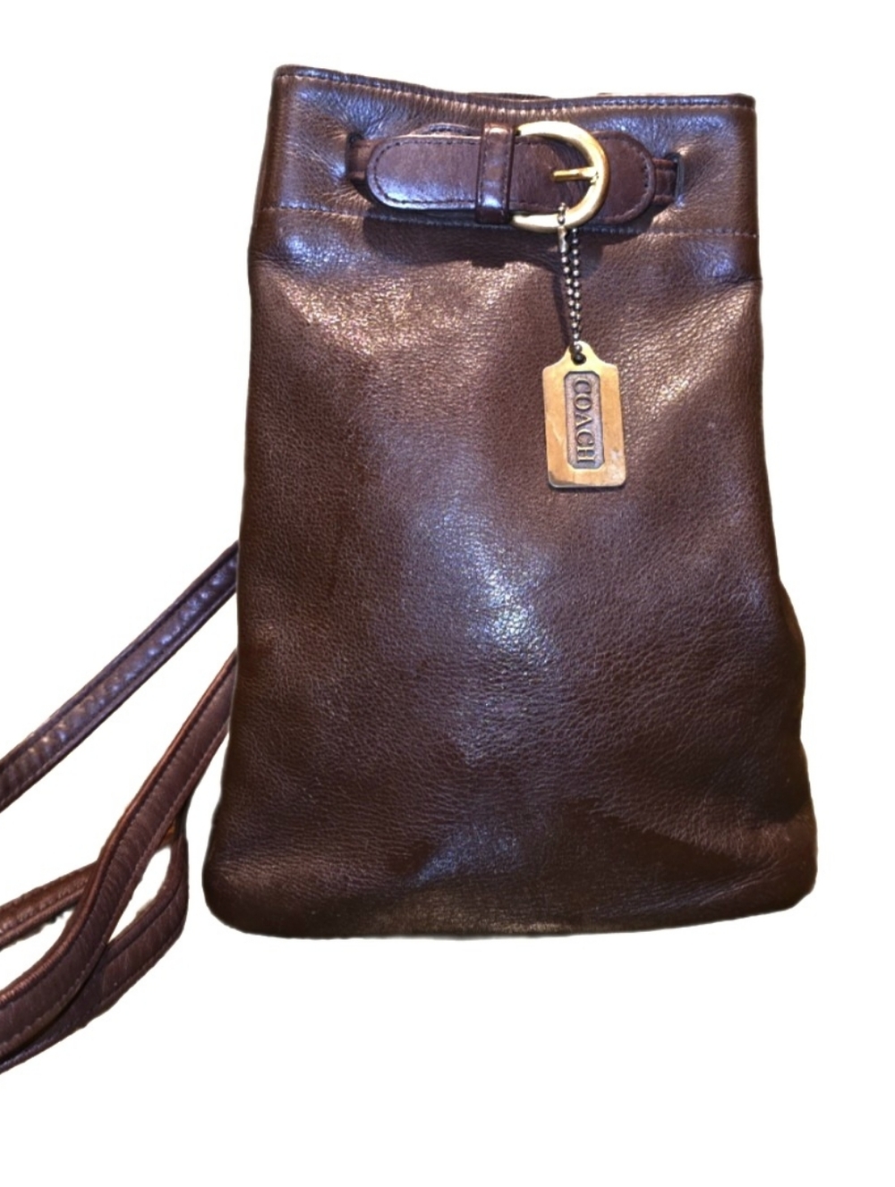 Coach Vintage 4162 Belted Brown Leather Slingpack Backpack Bag